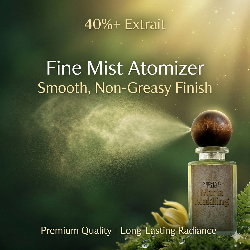 Fine mist atomizer with brand name on a green background