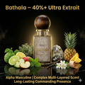 Somyo Bathala perfume bottle with fruits, pineapple, and flowers on a dark background
